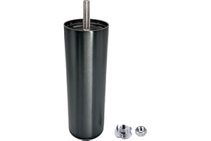 DIFORMA Lote de 8 patas redondas de 15 cm de altura para muebles de color cromado oscuro de 50 mm de diámetro, 150 mm de patas de metal con perno M8, patas de sofá, tuercas incluidas (8, 15 cm de altura)