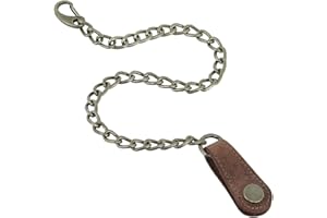 LEDERSHOP24 Cadena de seguridad de 45 cm para carteras , llaves, etc. Colores negro, marrón, beige, marrón
