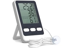 Brifit Digital Kühlschrankthermometer mit 1.5M Wasserdichter Sonde, Thermometer Hygrometer mit MIN/MAX Aufzeichnen, Thermometer mit fühler für Refrigerator, Freezer, Aquarium, Gewächshaus, Labor