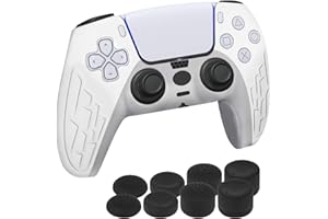 Newseego PS5 Controlador Piel Cubierta de la Caja + 8 agarres de Pulgar, Antideslizante Piel de Silicona Protector de Tapa Caso de la Cubierta Controlador, Blanco