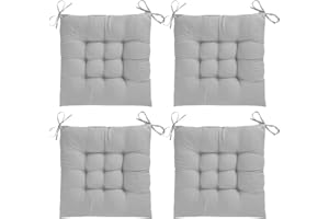 AOSCTELF Seat Pads for Dining Chairs Set of 4 Comfortable 40 x 40cm Chair Cushions with Ties, Dinning Chair Cushions Pad Ideal for Kitchen Living Room Garden Office Patio - Grey