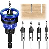 NUTKIT Set of 6 Countersink Drill Bits for Wood with Depth Stop | Diameter 0.1/0.1/0.1/4 mm, with Hex Wrench and 1/4 Inch Dri
