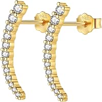 JeweBella 925 Silber Ohrringe Damen | Mit Zirkonia, Kletternde Ohrstecker | Hypoallergen, Stapelbar, In Silber Oder Gold Erhältlich
