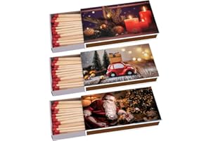 SEPILO Kaminhölzer Winter Village Kaminstreichholz Zigarrenhölzer Pfeifenhölzer 100mm Streichhölzer Kaminanzünder Zündhölzer Zigarre Pfeife Kamin Grill Kerze Lange Brenndauer (3 Packungen)