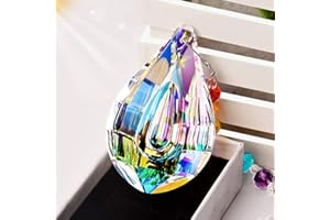 MerryNine Crystal Hanging Colorful Concave Teardrop Lamp Prisms Parts 76mm Loquat Shape Chandelier Lighting Crystal Pendant Curtain Decorative Jewelry Accessories Sun Catcher