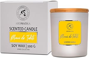 AROMATIKA TRUST THE POWER OF NATURE Scented Candle Monoi de Tahiti 200g - Home Scented Candle - Aromatherapy Candle - Relax Scent - Air Freshener - Exotic Soy Wax Candle - Glass Candle Gift - Idea For Mother's Day - Birthday - Christmas