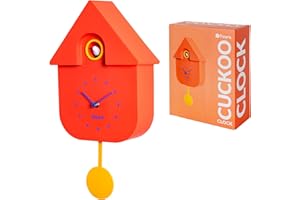 FISURA. Fisura - Coucou Horloge Rouge avec Cadran Bleu. Coucou Murale. Pendule Murale Originale. 3 Piles AA Non incluses. 21,5x8x41,5. Plastique ABS.