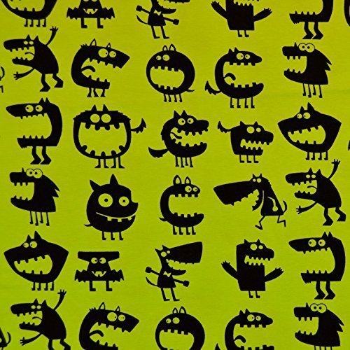 Jersey-Stoff "Monster" grün / Kinder-Stoff / sehr hohe Qualität / Meterware ab 50cm / FX-2-2