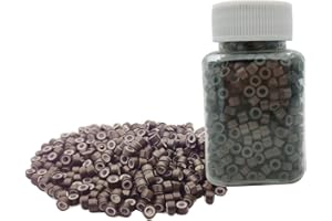 Flosius 1000 pezzi Microring Silicone per Extension Micro Anelli 5 mm Micro Beads per estensioni dei capelli Perline per I Tip Estensioni Dei Capelli Umani Strumento (Marrone)