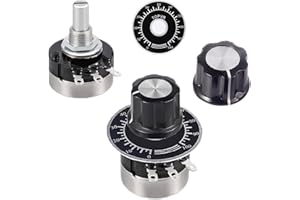 Switian 2 pcs RV24YN20S B203 20K Ohm Rotary Potentiometer with Carbon Foil Mono Film Speed Control Inverter Motor Speed Control + 2pcs A03 Rotary Knob + 2pcs Dial