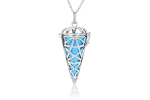 Jovivi 7 Chakra Crystal Locket Pendant Necklace Reiki Energy Healing Gemstone Hexagonal Pointed Pendulum Dowsing Divination Jewellery for Women