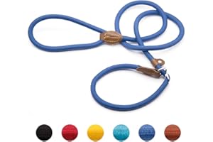 Supet Hundeleine Retrieverleine mit zugstopp Moxonleine Dauerhafte Weiche Geflochten mit Halsband Einstellbar Retriever Leinen für Kleine Mittlere und Große Hunde (Blau,L)