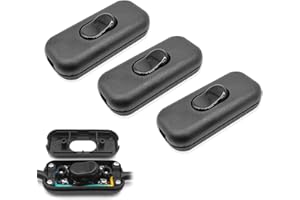 HLBKPX 3 Pcs Lamp Switch, Black Inline Switch, In Line Switch for Lamps, Inline Light Switch Use Inline 2 or 3 Core, Torpedo Switch, Inline Cord SwitchBulb Switch for Small Appliance