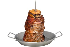 DOLAMOTY BBQ Vertikaler Spieß Al Pastor Spieß für Grill, brasilianische Spieße El Pastor Spit Hack, ideal für hausgemachte Tacos Al Pastor, Shawarma, Edelstahl, mit 20.3 cm und 25.4 cm Stab