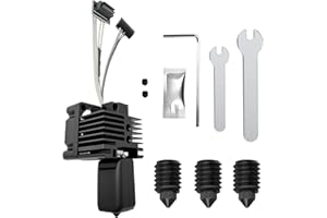 HIKUDIY Kit complet Hotend pour imprimante 3D Bambu Lab P1P/P1S, entièrement pré-assemblé avec ventilateur, thermistance, chauffage céramique, buse 0,4/0,6/0,8 mm, chaussette en silicone, bloc