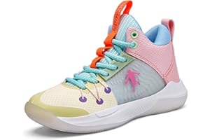 Uhclrr Zapatillas De Baloncesto para Niños Zapatillas Deportivas para Niños Zapatillas Interiores para Niñas Zapatillas De Correr Al Aire Libre(33 EU, Yellow)