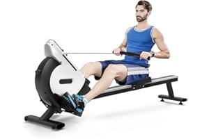 Neezee Rameur, Rameur Supersilencieux avec Résistance Magnétique à 16 Niveaux, Guide Coulissant en Aluminium, écran LCD, Repose-Pieds réglable et Support pour Tablette