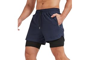 Suwangi Męskie spodenki kompresyjne Sportowe spodenki do biegania, szybkoschnące legginsy sportowe z kieszeniami na zamek błyskawiczny