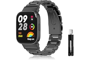 LanQii Pasek kompatybilny z Xiaomi Redmi Watch 3, szybkie uwolnienie metalowa bransoletka ze stali nierdzewnej dla mężczyzn i kobiet pasek do Xiaomi Redmi Watch 3 -czarny