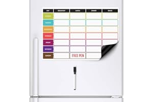 CKB LTD Pianificatore di dieta alimentare - Lavagna magnetica per frigorifero, preparazione pasti, nutrizione e fitness - Bianca con pennarello cancellabile - Agenda per famiglia, alimentazione