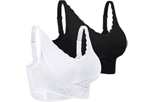 iClosam Soutien Gorge sans Armature Soutien-Gorge de Sport en Dentelle Lingerie Femme Push Up Brassiere Sport Femme sans Couture Confortable pour Quotidien Sport Yoga M-3XL