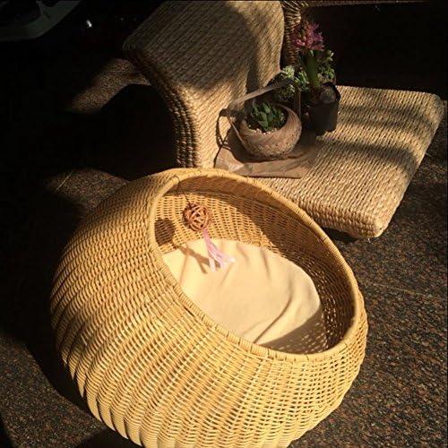 YIXIN Cat Bed / House Round Rattan Hand-woven Beige/Brown ( Color : Beige )