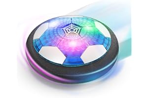 Andizun Rechargeable LED Hover Football, Boys Gifts Air Power Hover Soccer Ball with Colorful Light & Foam Bumper, Indoor Outdoor Kids Football Gifts for Christmas, Birthday, Halloween, Black Foam