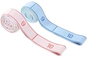 2-pack med 10 öglor yoga stretchrem (115 cm) | Extra lång flexibilitetstränare för vuxna och barn | premium högelastiskt träningsband för sjukgymnastik, pilates, dans och gymnastik