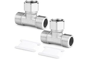 Alriedy Set of 2 Stainless Steel T-Piece 1/2 Inch - High Quality 3-Way Water Connection Distributor | 304 Stainless Steel T-Adapter with Union Nut | for Corner Valve, Shower Arm & Garden Watering |