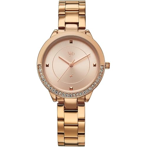 Fastrack Vyb Eclipse Quartz Analog Rose Gold Dial Rose Gold Stainless Steel Strap Watch for Women - FV60107WM02W