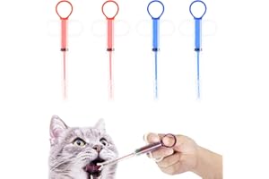 ZEACCT 4 Stück Hunde Tablettenspritze, Haustiere Medikamentenspender, Medikamenten Feeder, Haustier Hund Katze Push Dispenser, Wiederverwendbare, Tablette Fütterung Werkzeug, für Katzen Hunde (Rot,Blau)