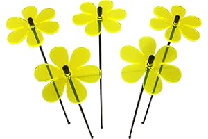 SUN CATCHER GARDEN DECOR Sun Catcher Ornamenti da Giardino Margherite 5 Pali da Giardino Decorativi 25cm/10'' Alto Accessorio all'Aperto Regalo per Giardinieri, Colour:Fluorescent Yellow