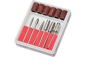 IZyufan Broca Manicura, 6 Piezas Fresas para Torno Manicura, Torno para Las Uñas Pulidor de Uñas Taladro de Uñas Set con 6 Bandas Abrasivas para Pulir Uñas de Gel Acrílico