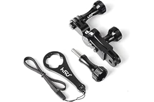 HSU Uchwyt na przegub kulowy do GoPro, ramię przedłużające 360° i klucz płaski ze stopu aluminium do kamer Hero 12/11/10/9/8/7/6/5/4/3