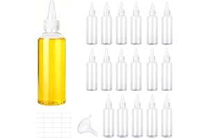 CafullCon 18 Stück Squeeze Flasche, 50ml Klein Quetschflaschen Kunststoff, Toilettenartikel flaschenfür Reisen, Wiederverwendbar Quetschflasche mit Etiketten Trichter für Ketchup Saucen Dressings