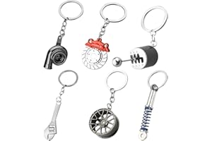 NyxSeat Portachiavi Auto: 6 Pezzi Accessori Uomo, Regali, Cerchi Chiavi Turbine, Disco Freno - Regalo per Gli Amanti delle Auto