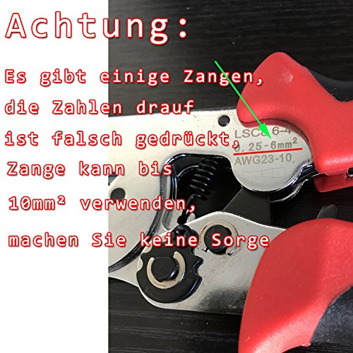 EMOTREE 1x 0,25-10mm² Elektriker Crimpzange Kabelschuh Aderendhülsenzange Aderendhülsen Klemmzange - 2