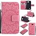 Produktbild Lonchee LG K4 (4,5 Zoll) Leder Wallet Tasche Brieftasche Schutzhülle , Sonnenblumen geprägten Muster Design Hochwertige PU Leder Folio Tasche Case Hülle im Bookstyle mit Standfunktion Kredit Kartenfächer (rosa)