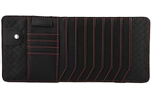 ‎AKOZON Cd Halter Auto, Sonnenblende Auto CD-Organizer Sonnenblende CD-Halter Multifunktionale CD-Aufbewahrungstasche PU-Leder Disc-Karten-Aufbewahrungstasche Schwarz für Auto