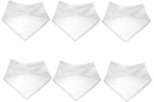 CASEETO Newborn Baby Girls and Boys Premium Bandana Bibs - 6 Pack, Dribble Bibs, 100% Cotton, Machine Washable, Super Soft and Absorbent, Machine Washable, Rip Tape Fastening, White
