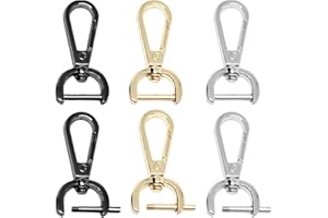 ZUWIJEQ Karabinerhaken mit Drehgelenk, 6 Pcs Für Taschen, Geldbörsen, Lederhandtaschen und DIY, mit D-Ringen zum Befestigen von Schlüsseln und als Umhängetaschenanhänger, aus hochwertiger Legierung