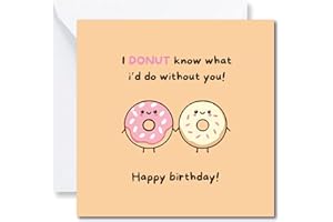 Fuzzy Buzz 🐝 Birthday card Funny & Cute for Husband and Wife - Women - Man - ‘I donnut know what i'd do without you‘ For Best Friend - Sister - Brother - Him Her - Comes With Stickers