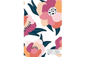 Agenda 2025 2026: Fleurs Roses Modernes & Minimalistes | Semainier (1 semaine sur 2 pages) | Format mini de poche - A6 | 10x15 cm | Planning hebdomadaire vertical | Colonnes & horaires | Pratique