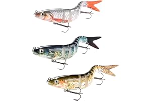 RZMZBY 3 Pezzi Esca da Pesca Bionica,Fishing Swimbait Set,Pesca a più Sezioni Dura con Ganci,per Diversi Tipi Pesce