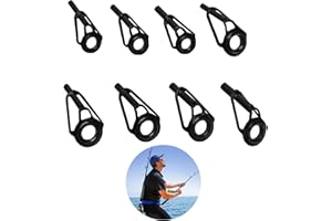penmol 8PCS Fishing Rod Eyes Repair Kit, Stainless Steel Fishing Pole Accessories for Freshwater Saltwater Fishing Rod Tip Repair, Black