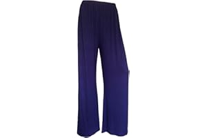 ZEE FASHION Womens Plus Size Plain Palazzo Wide Leg Flared Ladies Trousers Pants UK 8-26