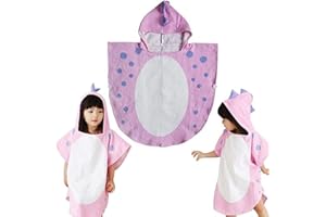 Myqiqi Kids Bath Towel 100% Cotton Hooded Beach Towel Swim Poncho Pool Towel Dinosaur Pattern for Toddler Boy Girl 0-8 Years