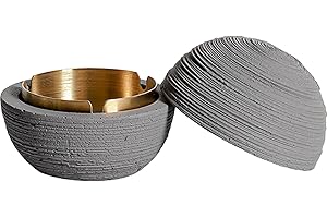 Cutfouwe Deko-Mülleimer - Betonbehälter mit Metall-Innenfutter, Vielseitig für Innen und Außen,Grau,12cm