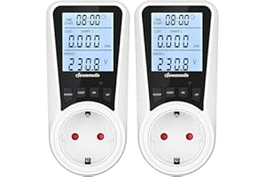 DEWENWILS Miernik zużycia energii elektrycznej, 2 szt., miernik monitorowania energii z podwójną taryfą, z podświetlanym wyświetlaczem LCD, 7 trybów, z ochroną przed przeciążeniem
