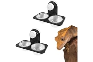 BSGZCM 2PCS Crested Gecko Accessories, Gecko Accessories, Plastic Reptile Water and Food Bowl Worm Live Fodder Container for Lizard Chameleon Gecko